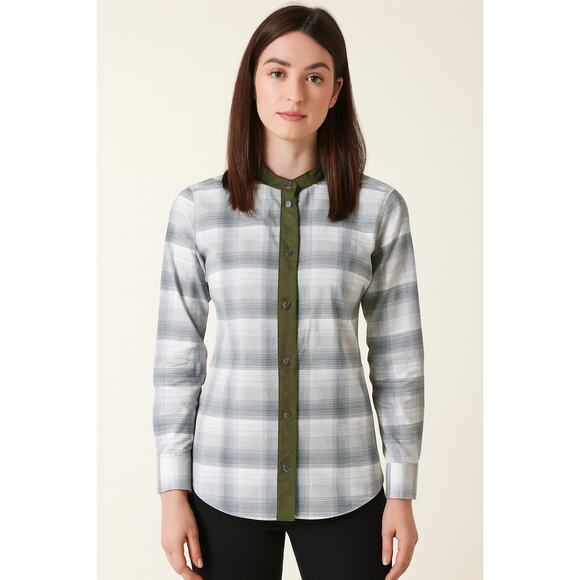 Fjallraven Canada Comfort Fit Snap Up Shirt Long Sleeve Band Collar Plaid Small - Picture 1 of 12